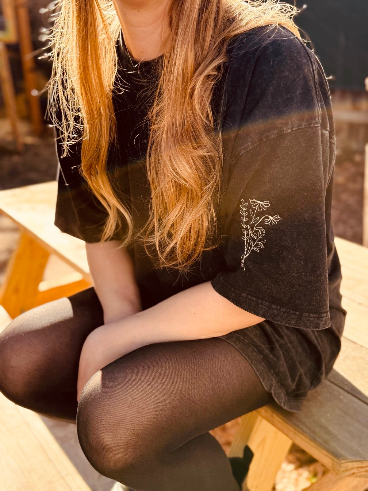 Flora Oversized T-Shirt: Vintage Acid Wash Black